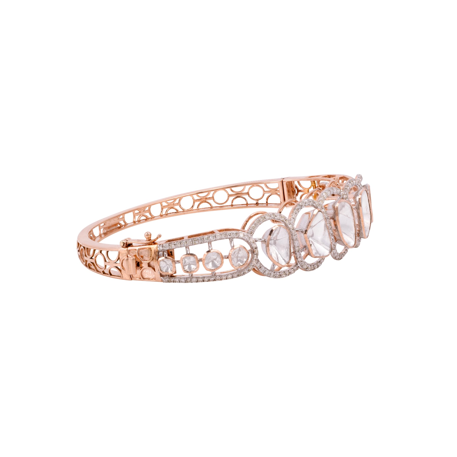 Rose Gold Polki Bracelet with full cut diamonds